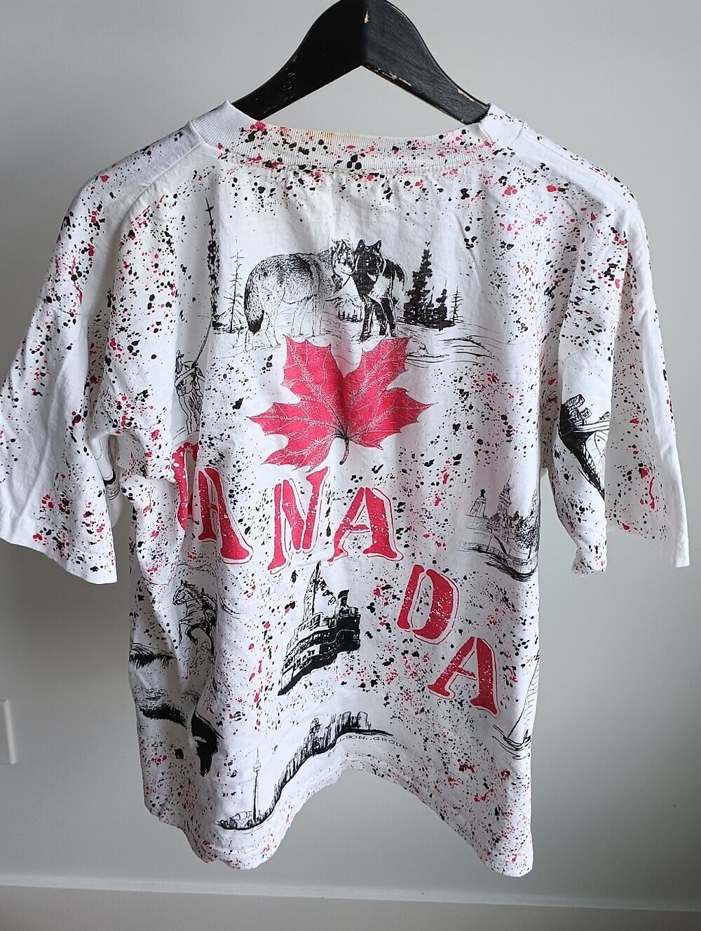 Vintage 90s Canada All Over Print AOP T-Shirt Double Sided Single Stitch XL - Picture 2 of 8